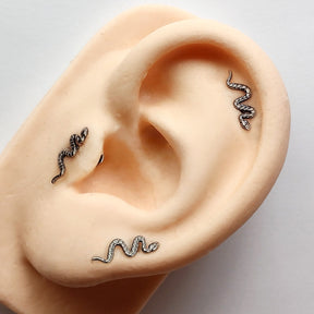 Piercing Orelha Nariz Tragus Labret Cobra Titânio