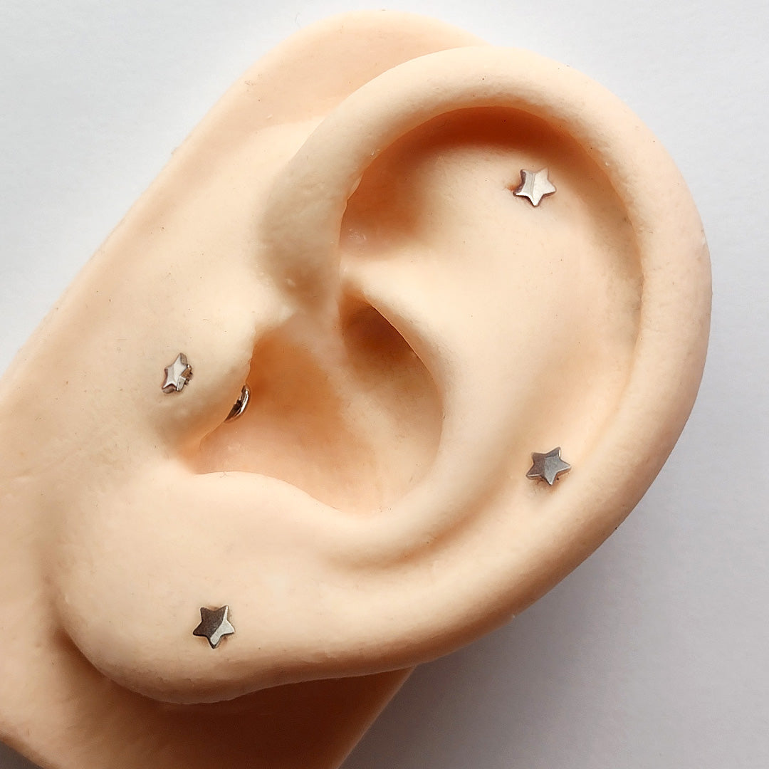 Piercing Orelha Nariz Tragus Labret Estrela Titânio