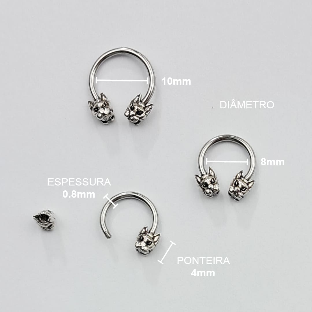 Piercing Ferradura Gato Aço Cirúrgico