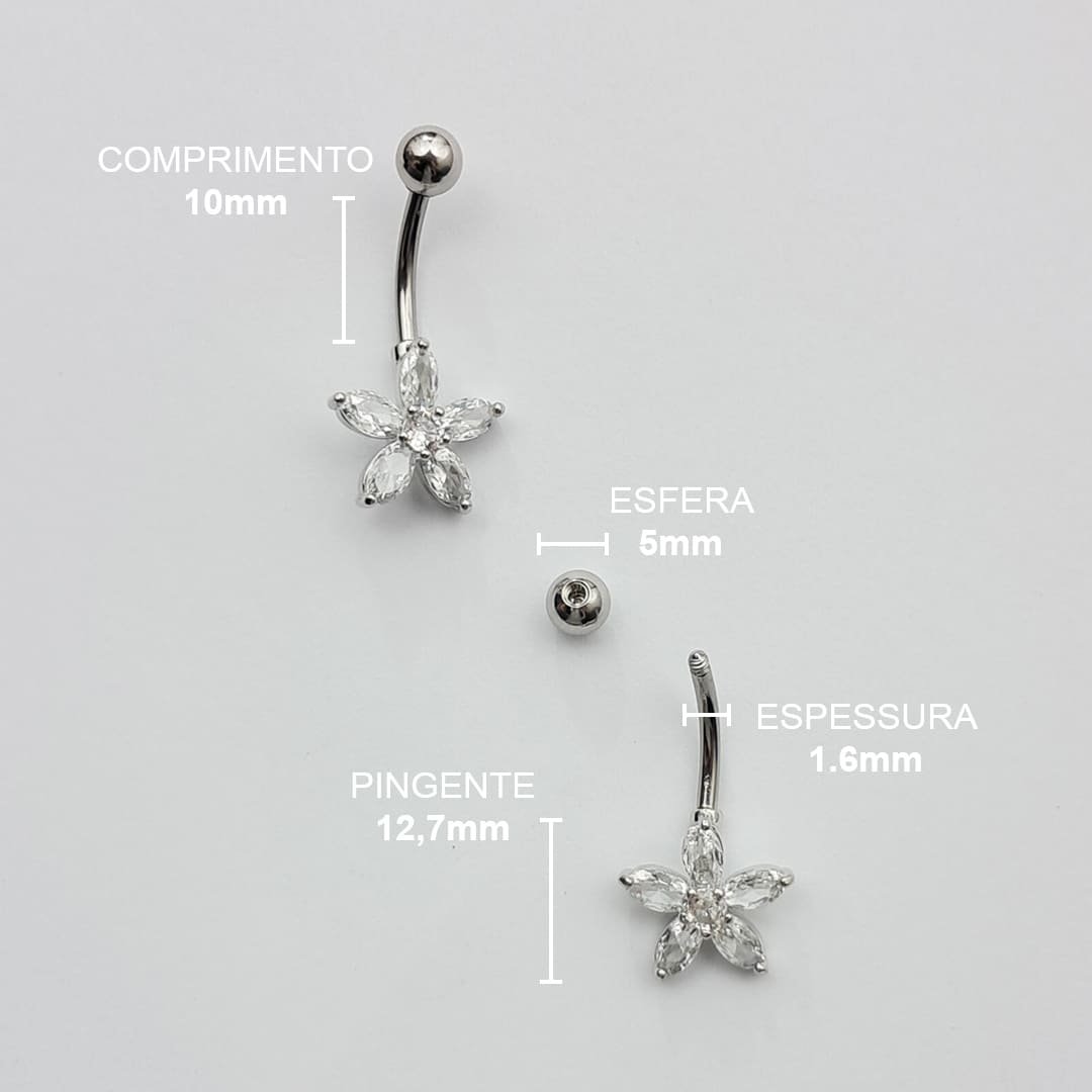 Piercing Umbigo Flor Aço Cirúrgico