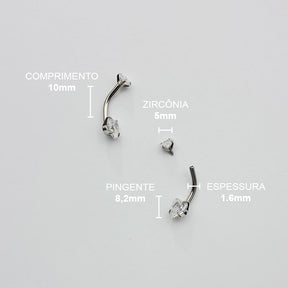 Piercing Umbigo Coracao Aço Cirúrgico